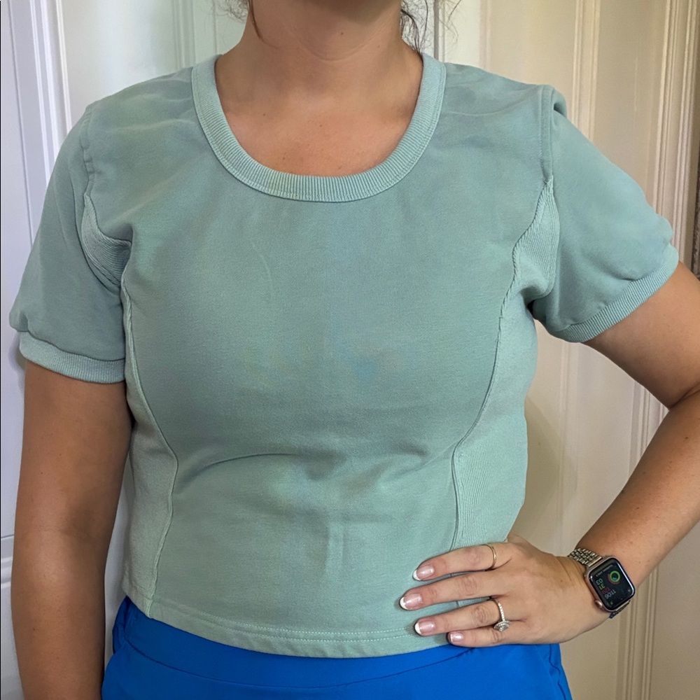 Athletic Mint Green Short Sleeve Crop Tee